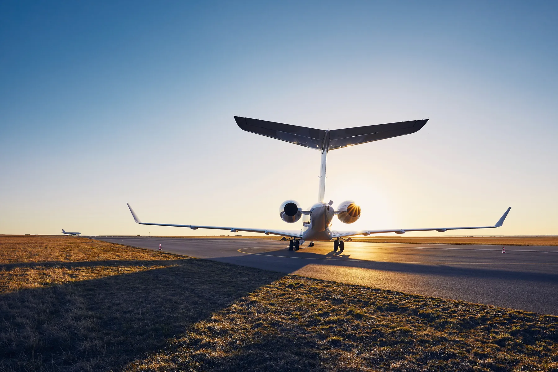 Business jet on taxiway, brokerage services