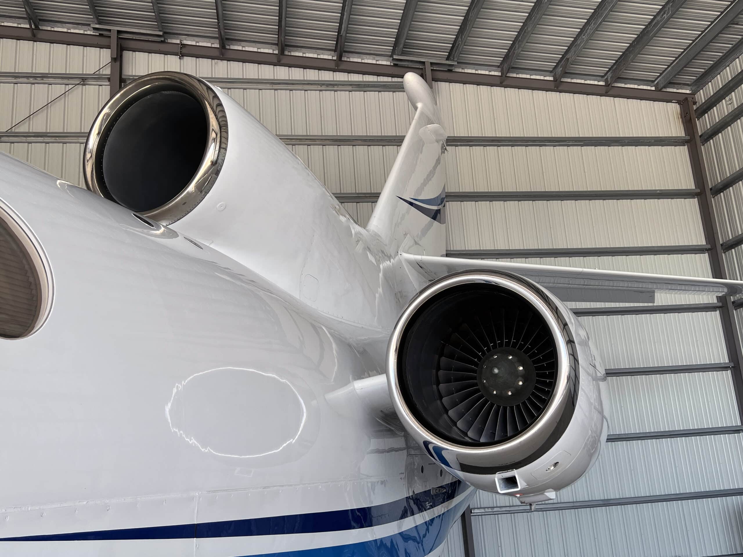 Engines of a private jet aircraft maintenance